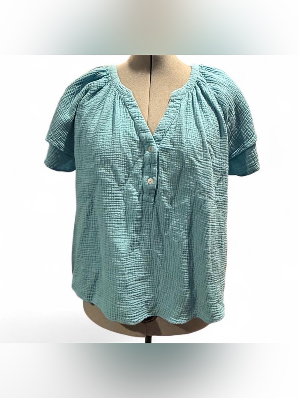 Cynthia Rowley Seafoam Gauze Henley Top